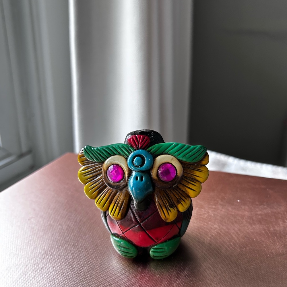 Handmade Mexican Folk Art Owl Whistle Figurine
